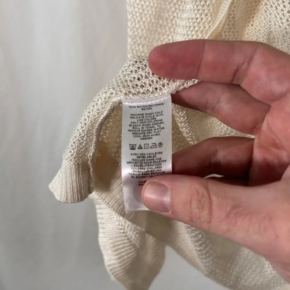 Ann Taylor Cardigan Women's Medium Off White Open Knit Open Front Long Sleeve - Picture 7 of 10